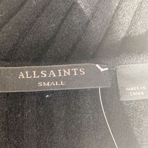 All Saints NWT Margot Sleeveless Bodycon Ribbed Midi Dress Black Sz Small - Picture 7 of 9